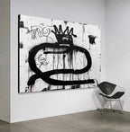 Tactile Neo-Expressionist Oil Painting Bold Black Drips