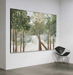 Canvas 3D Textured Lakeside Forest Landscape Painting
