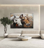 Textured Horse Portrait Oil Painting Neutral Elegant