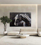 Moody Horse Portrait Oil Painting Monochrome