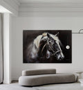 Tactile Dramatic Horse Portrait Oil Painting Monochrome