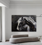 Moody Horse Portrait Oil Painting Monochrome