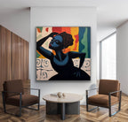 Vibrant Black Woman Portrait 3D Impasto Painting