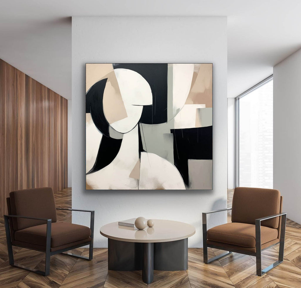 Modern Female Portrait Painting Minimalist Geometric