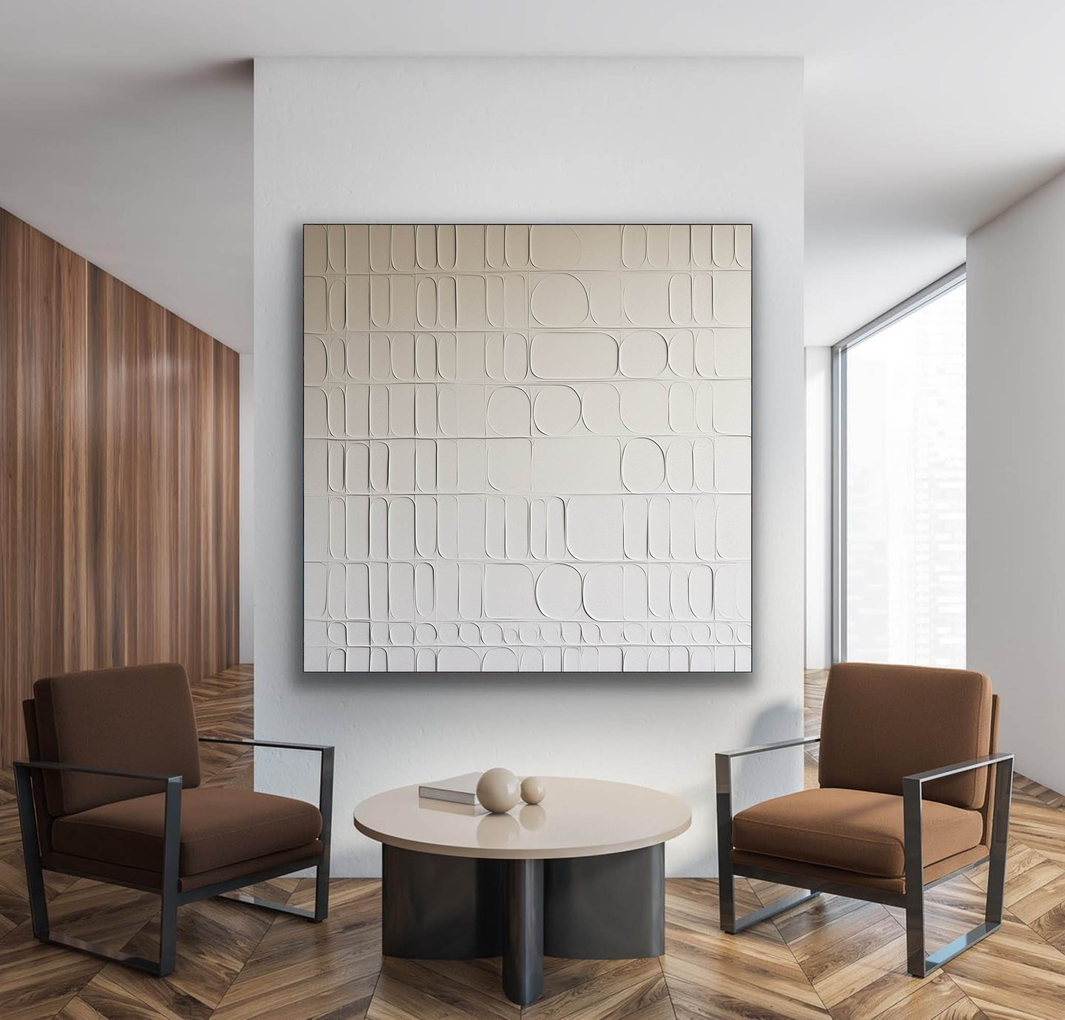 Minimalist Geometric Bas-Relief Wall Art