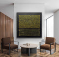Tactile Gold Dot & Line Oil Painting Black Background