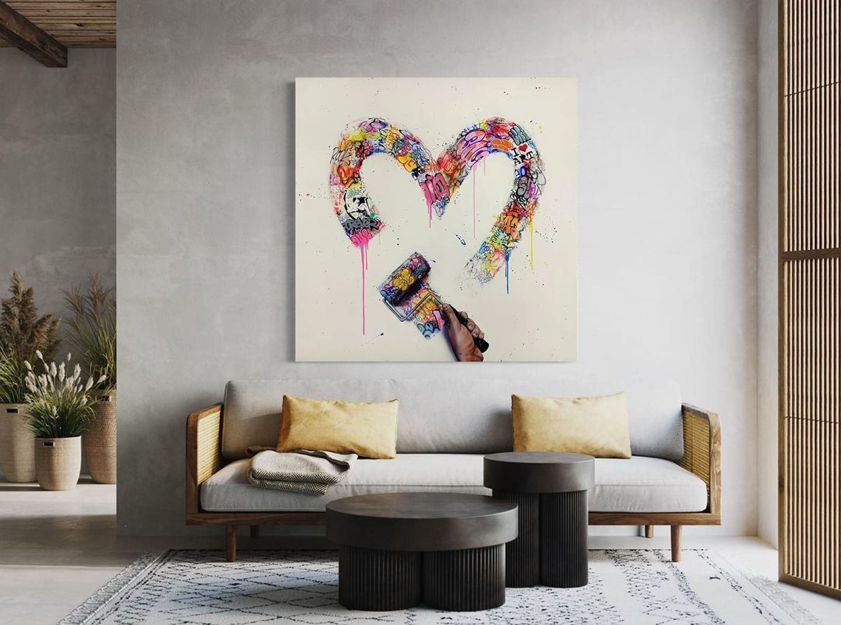 Pop Art Graffiti Heart Painting