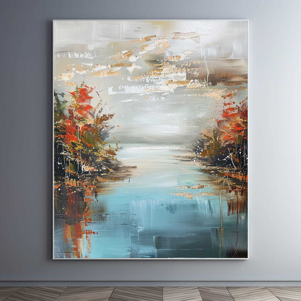 Autumn Lakescape Impasto Landscape Oil Painting
