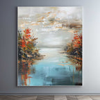 Autumn Lakescape Impasto Landscape Oil Painting