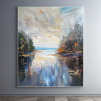 Impasto Lakescape Landscape Oil Painting