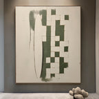 Emerald Green Checkered Abstract Painting