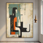 Vibrant Geometric Oil Textured Teal Orange Black