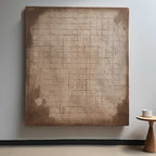 Neutral Toned Textured Grid Pattern Oil Painting