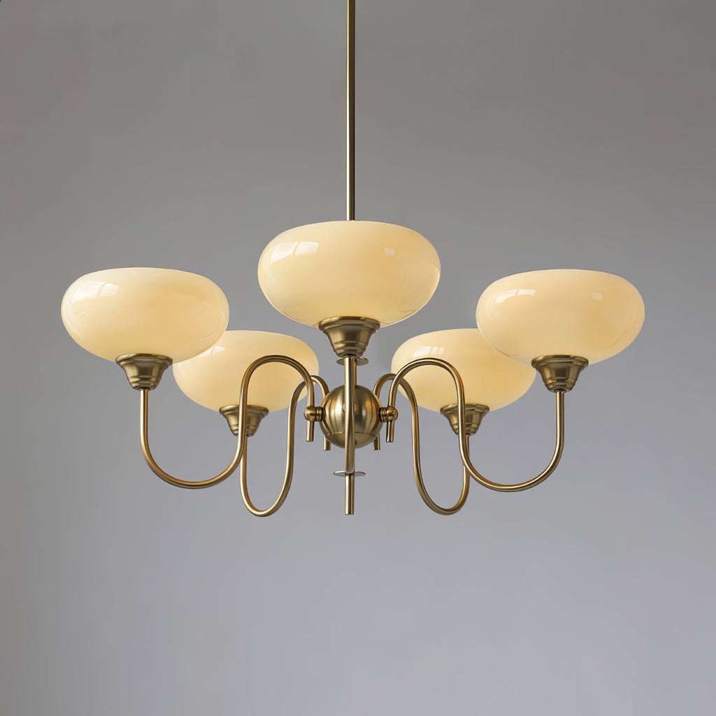 Silva Vintage LED Metal Multi Lampshade Creamy White Yellow Bulbs Luxury Bedroom Living Room Pendant Light, Gold/Chrome