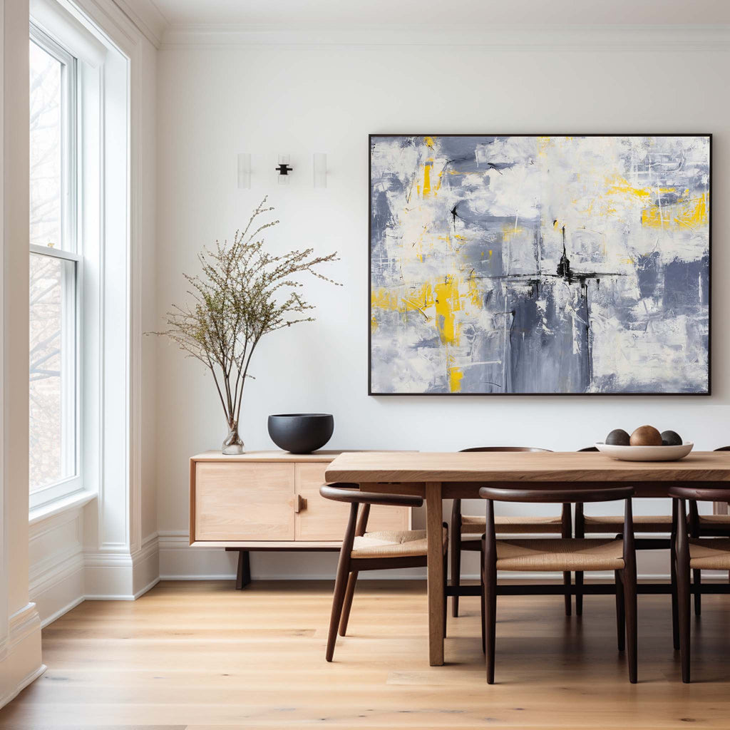 Gray Yellow Oil Painting Hand Painted