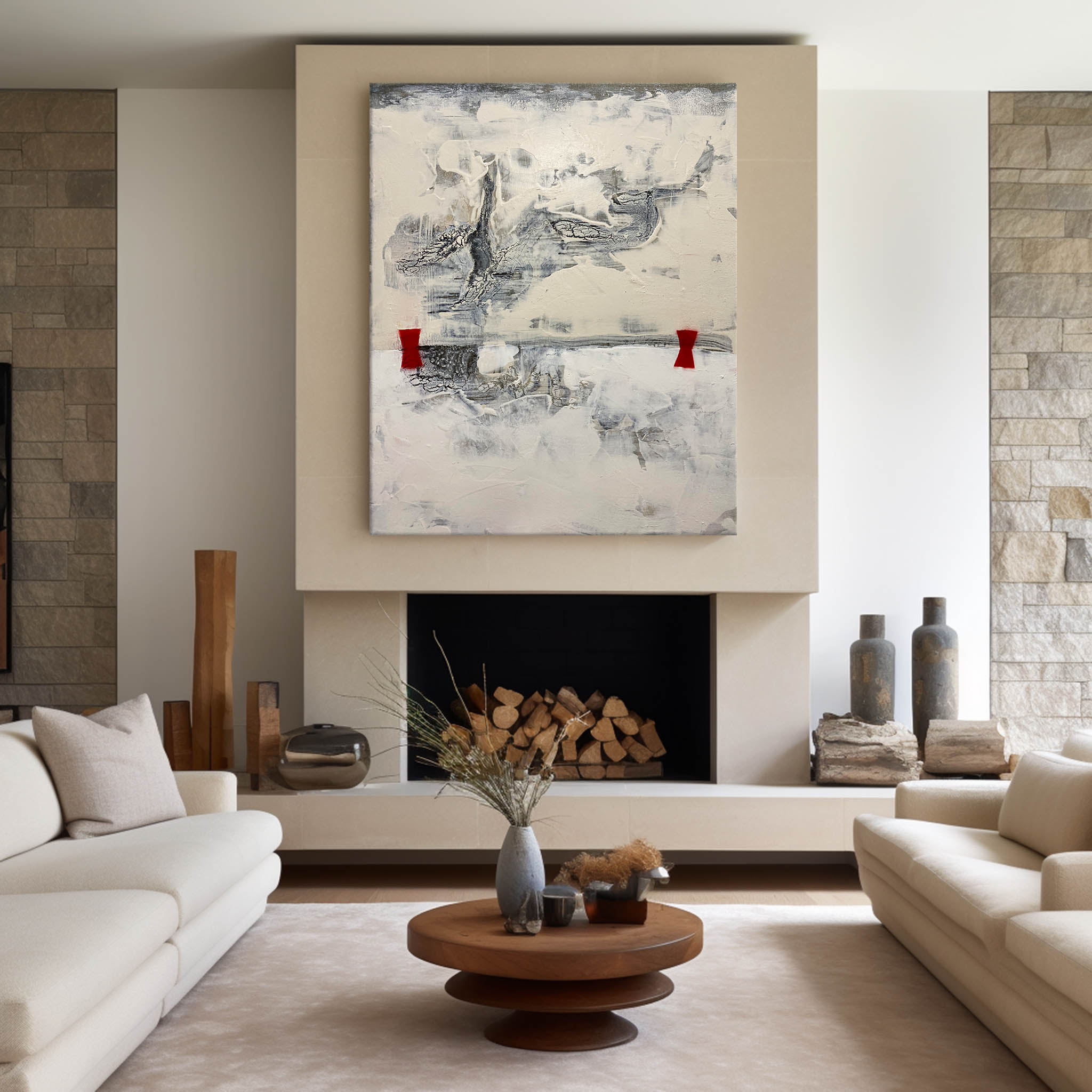 Minimalist Neutral Abstract Oil Painting