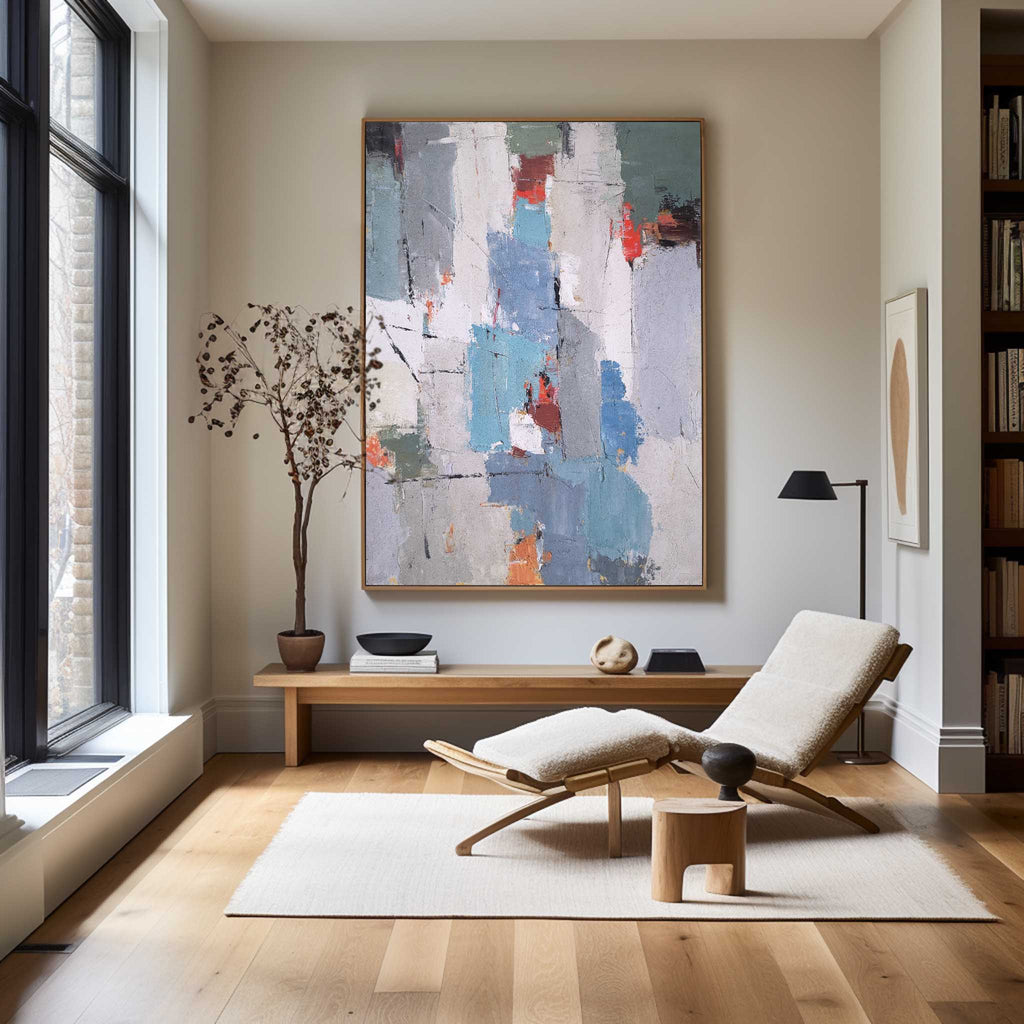 Textured Color Block Painting Vertical Contemporary