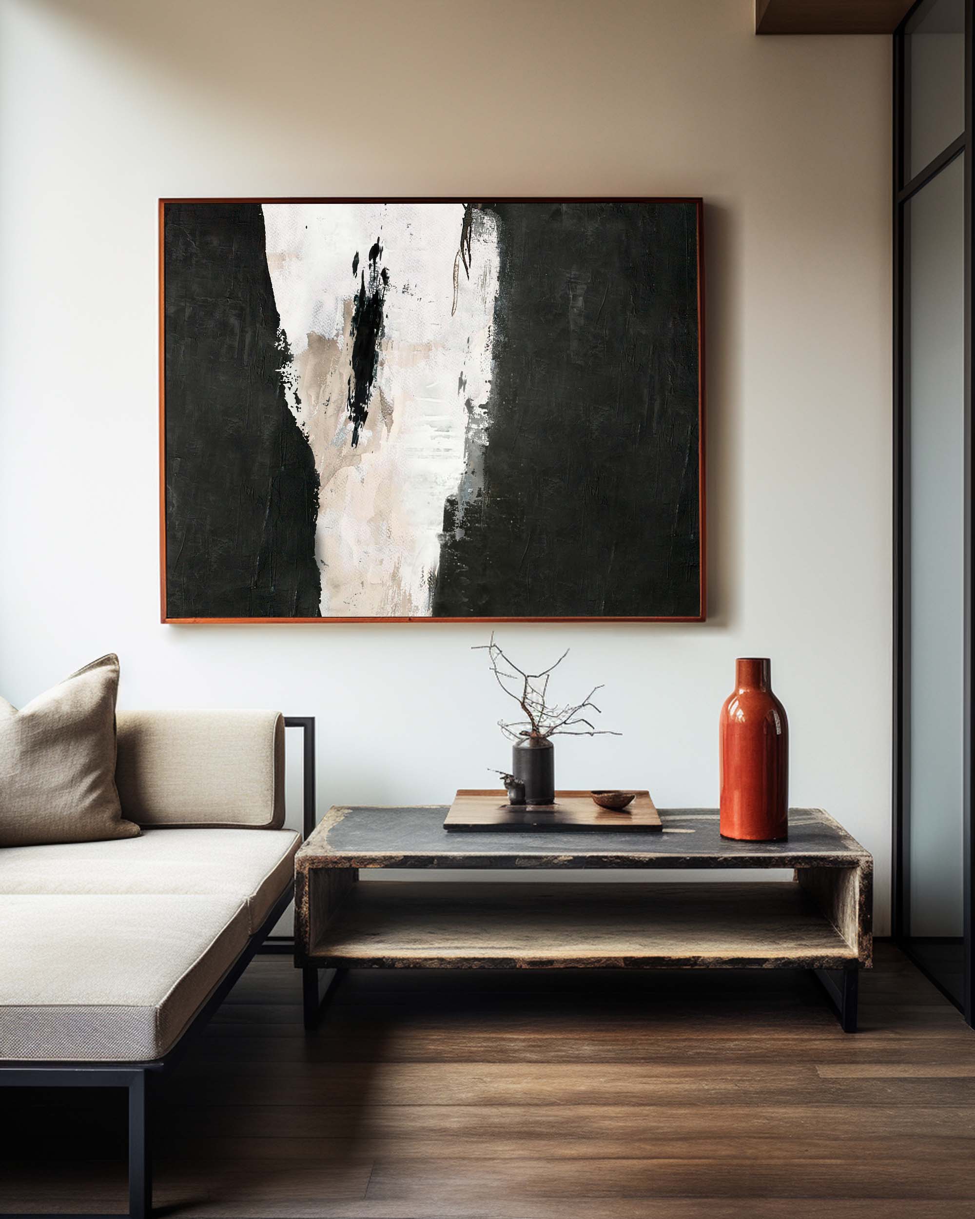 Bold Black & White Abstract Painting