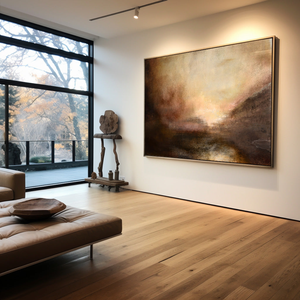 Serene Warm Tonal Seascape Abstract Oil Painting