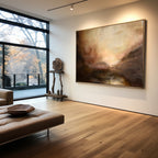 Serene Warm Tonal Seascape Abstract Oil Painting