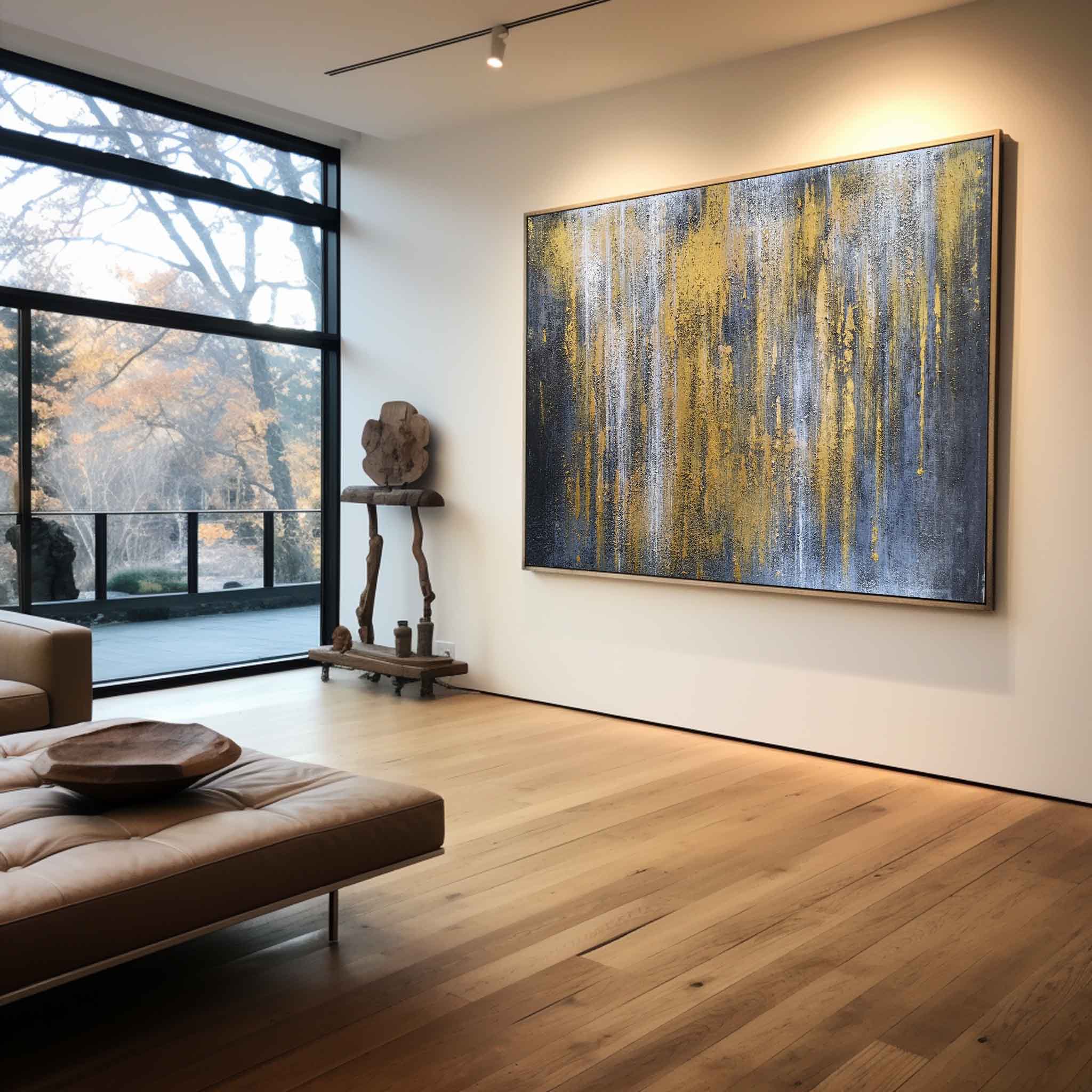 Gilded Rain Abstract Painting