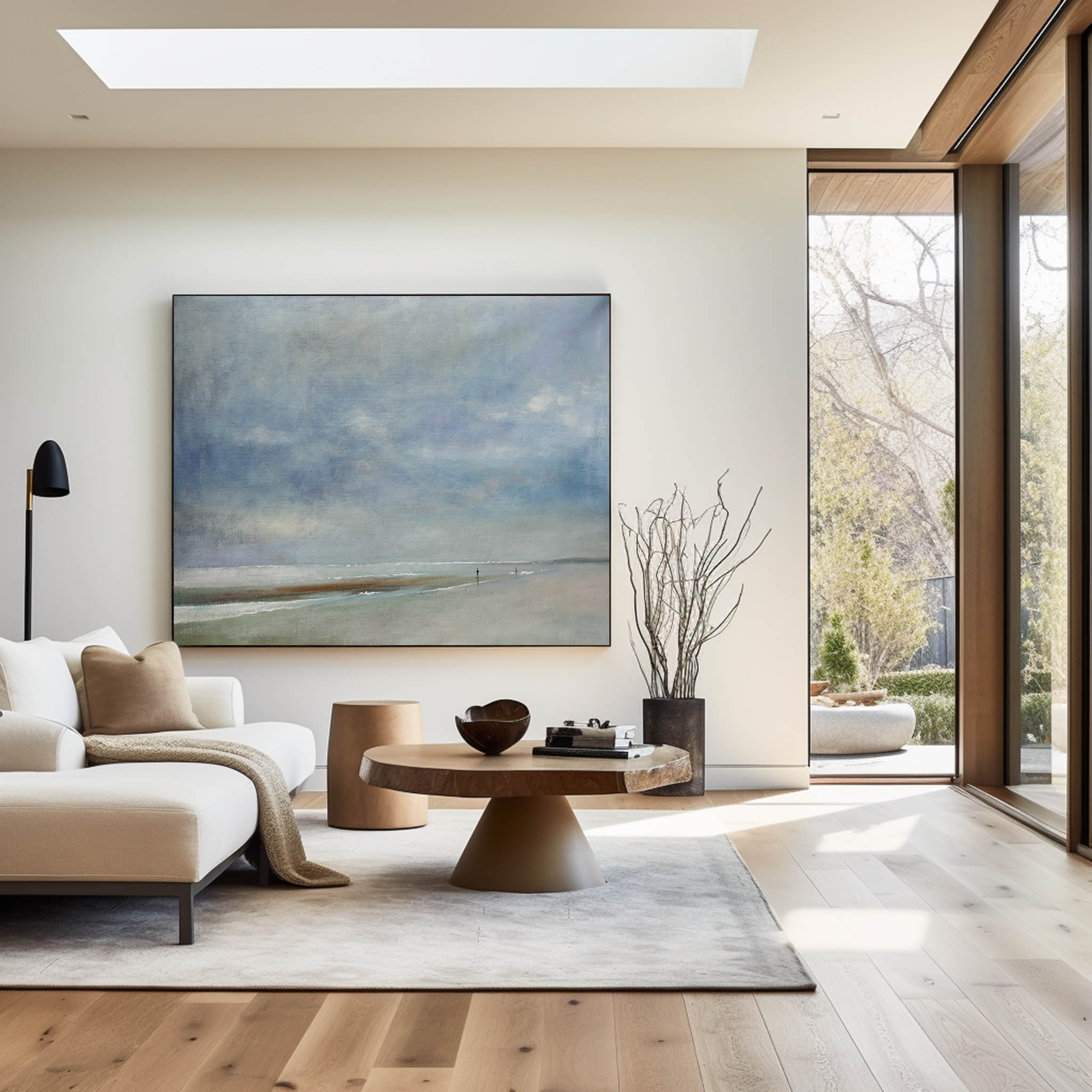 Misty Coastal Walk Abstract Painting Horizontal