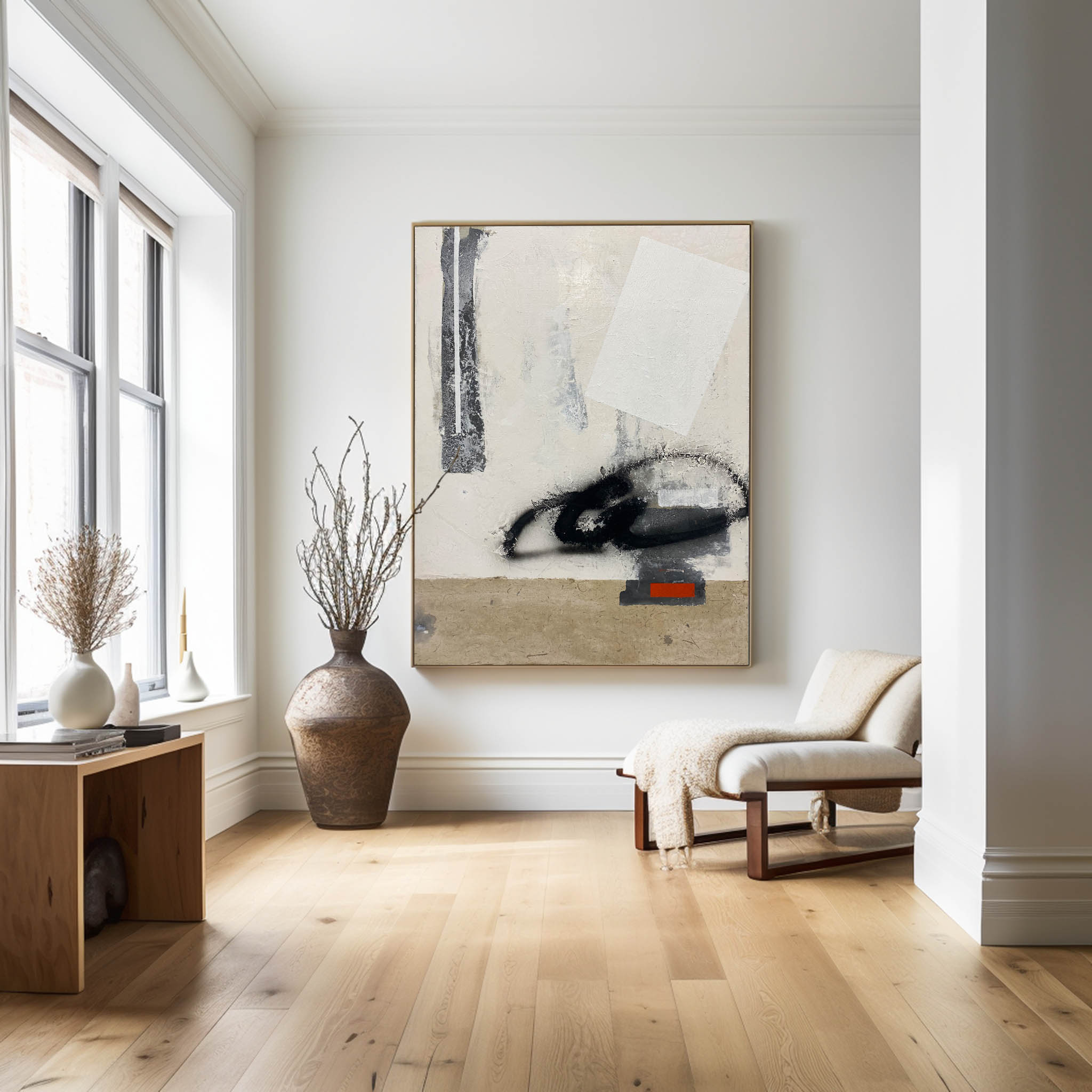 Minimalist Neutral Abstract Oil Painting