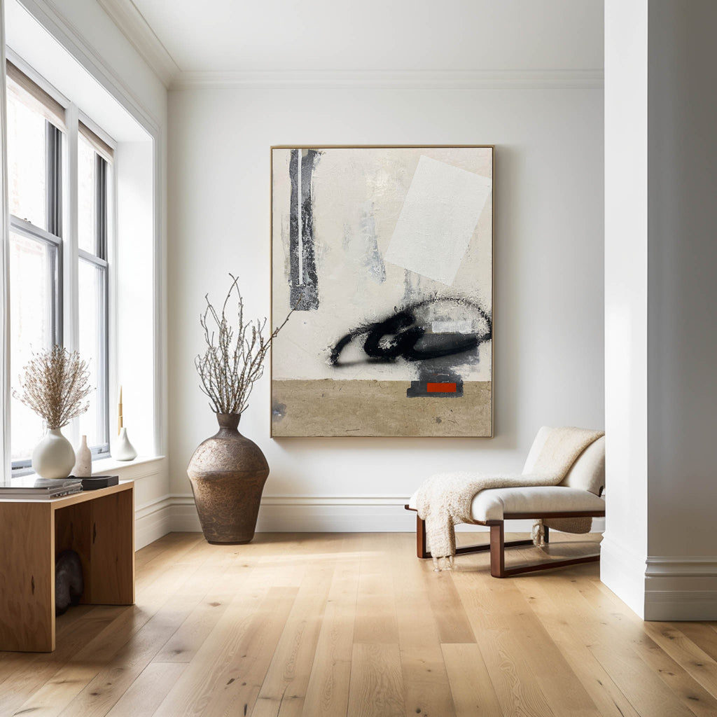 Minimalist Neutral Abstract Oil Painting