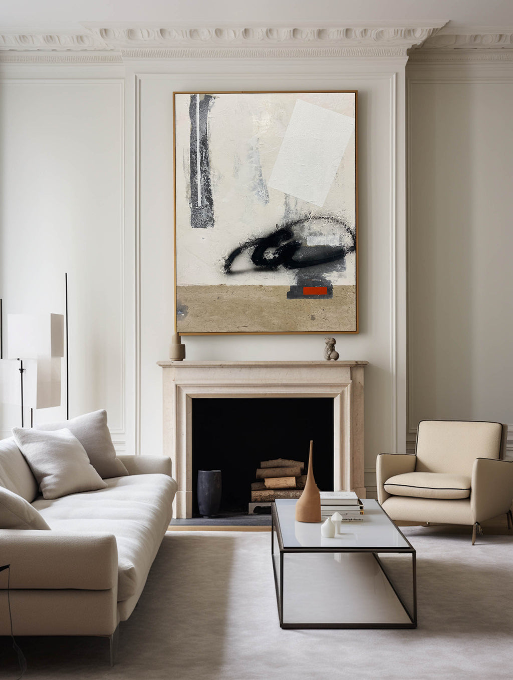 Minimalist Neutral Abstract Oil Painting