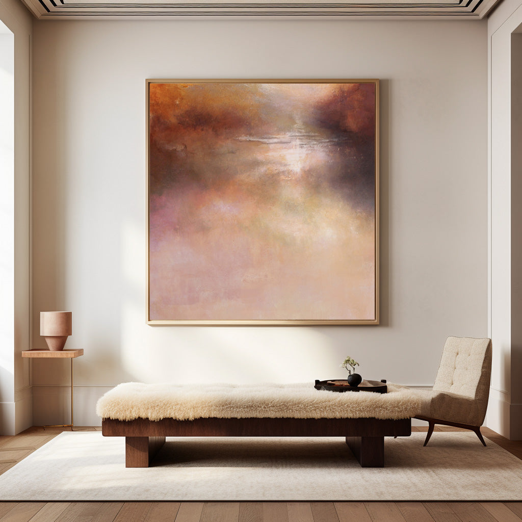 Blush Terracotta Landscape Oil Painting