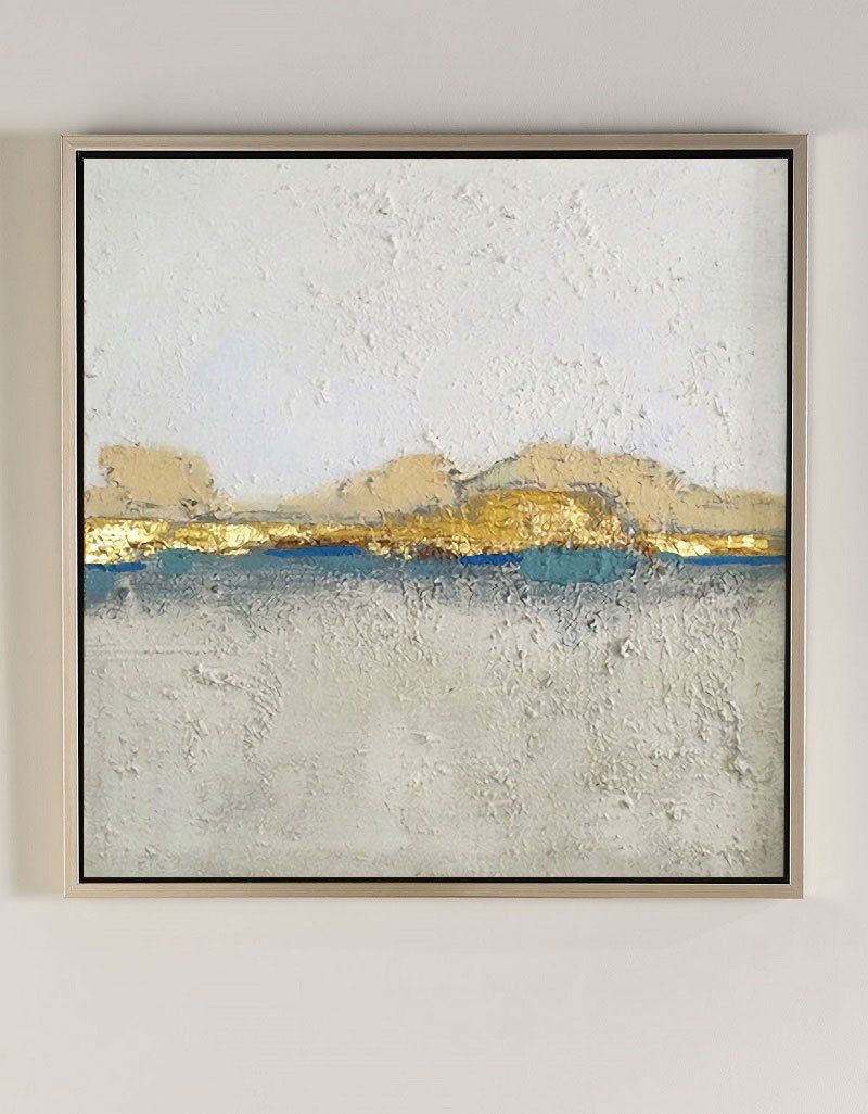 Minimalist Gold Leaf Abstract Landscape Painting