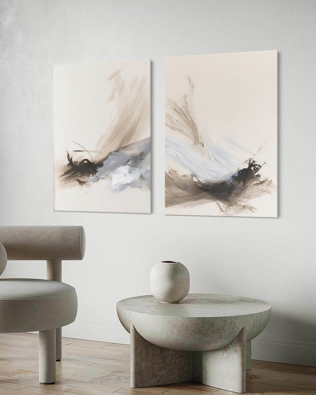 Wabi-Sabi Abstract Diptych Painting