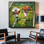 American Football Chase Scene Oil Painting
