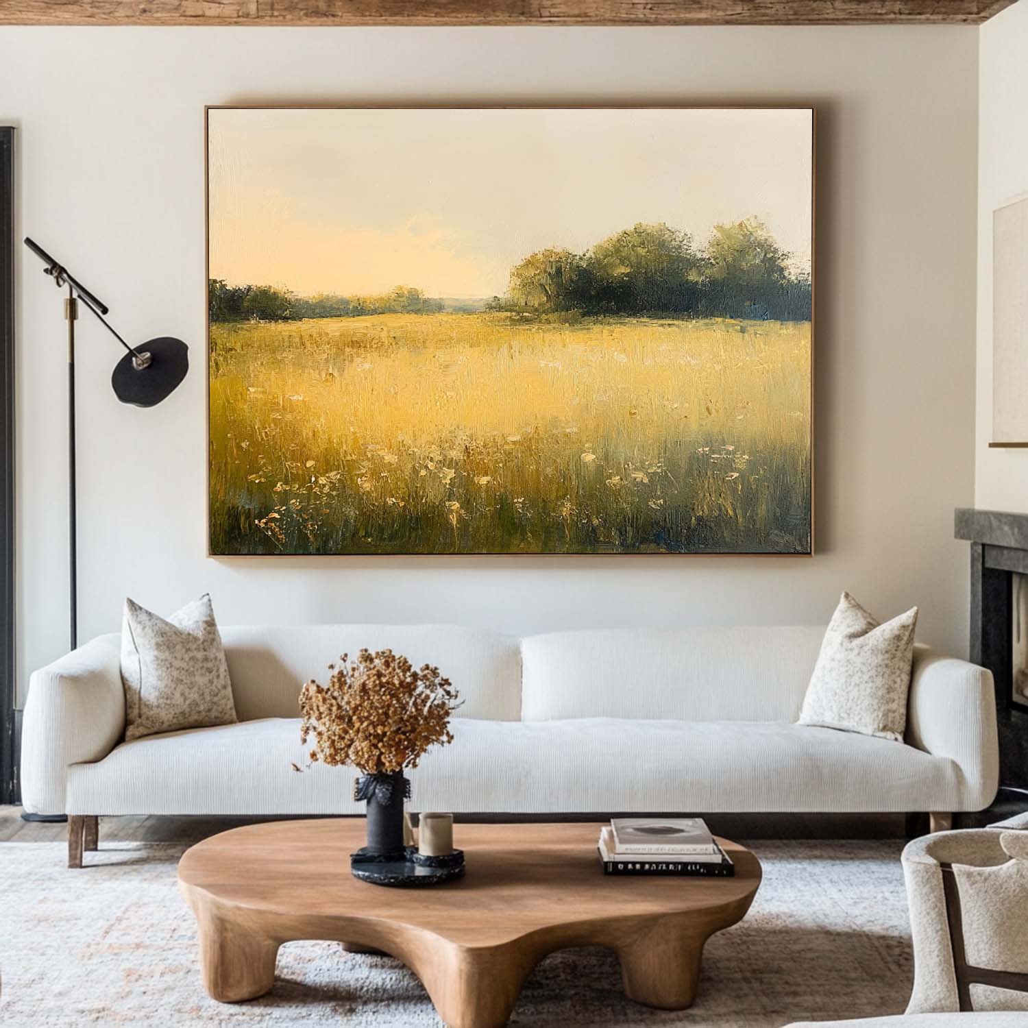 Meadow Landscape Impressionist Oil Painting