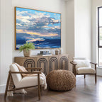 Textured Impasto Ocean Sunset Oil Painting