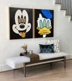 Money Obsessed Mickey Donald Diptych Painting