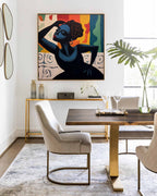 Vibrant Black Woman Portrait 3D Impasto Painting