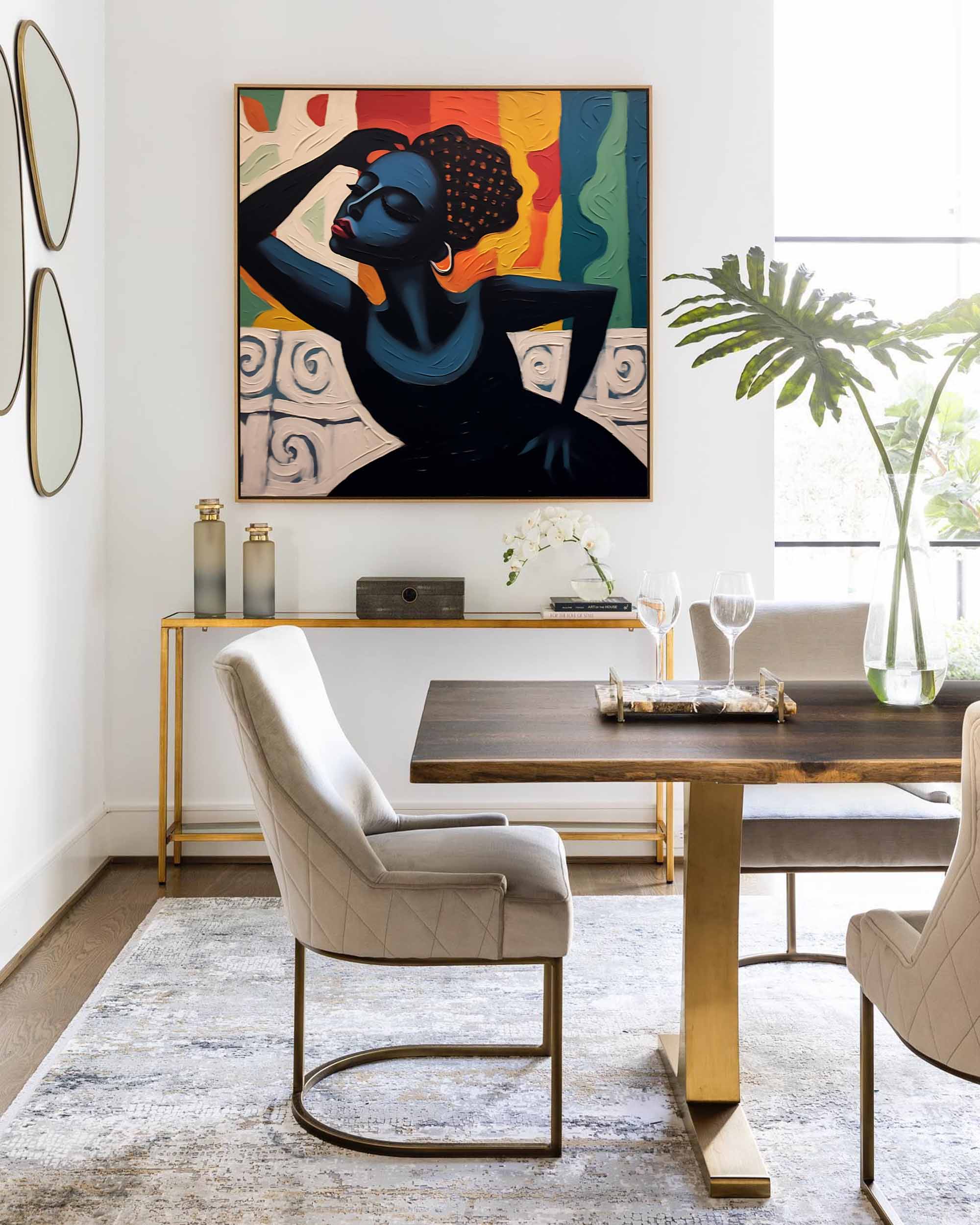 Vibrant Black Woman Portrait 3D Impasto Painting