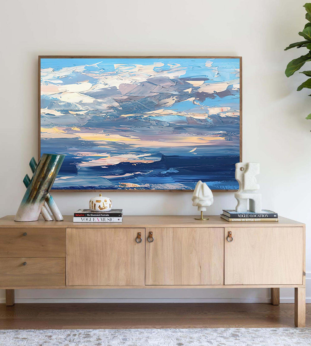 Textured Impasto Ocean Sunset Oil Painting