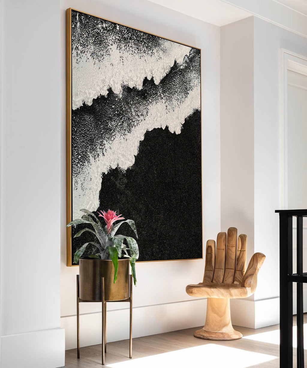 Plaster Art Black White Textured Painting