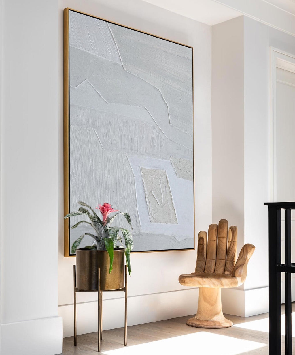Light Gray Textured Abstract Wall Art Square