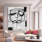 Abstract Expressionist Black White Portrait Painting