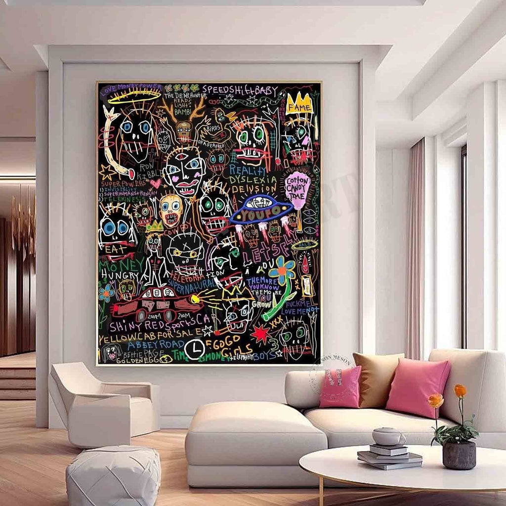 Wall Art Abstract Dense Graffiti Vibrant Chaotic