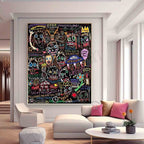Wall Art Abstract Dense Graffiti Vibrant Chaotic