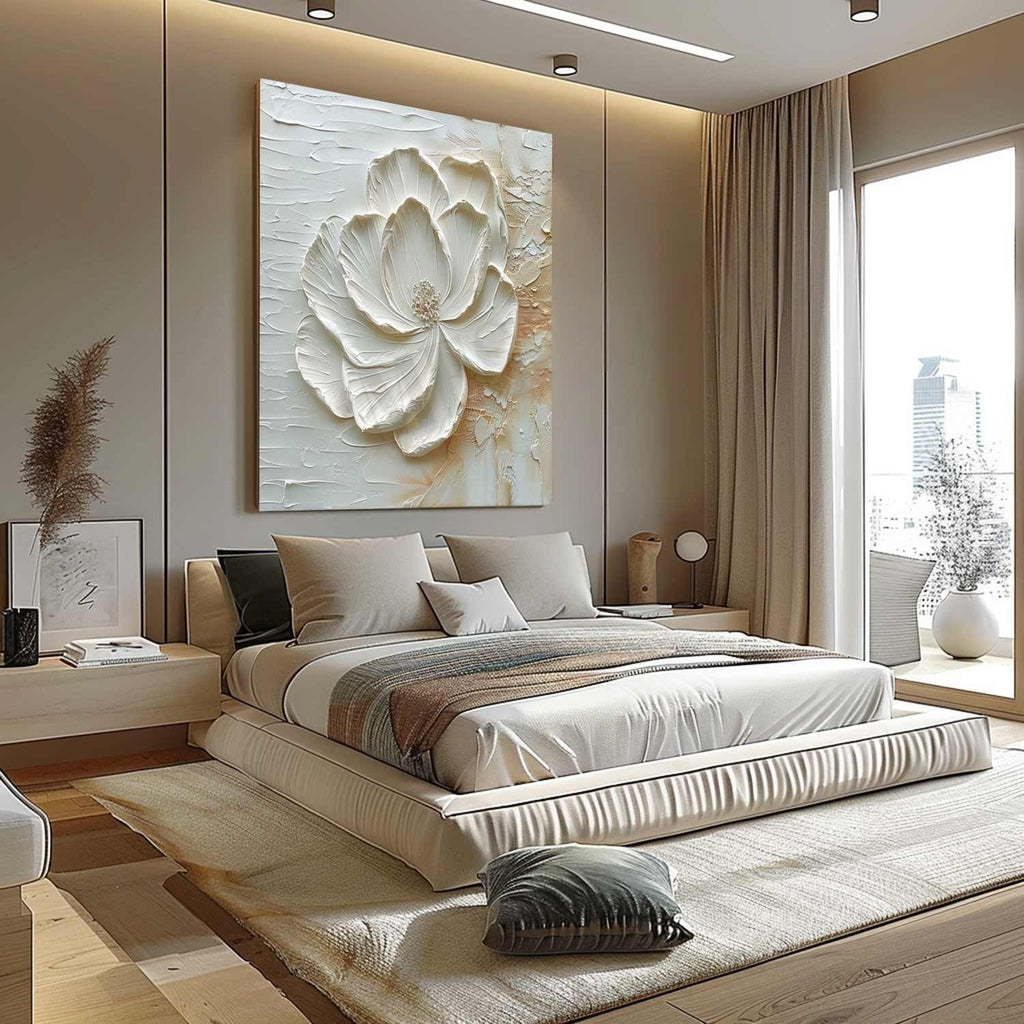 3D White Peony Impasto Painting