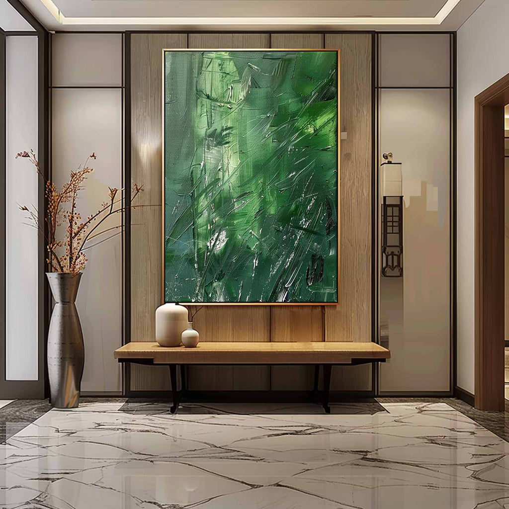 Bold Green Abstract Art Oil Painting