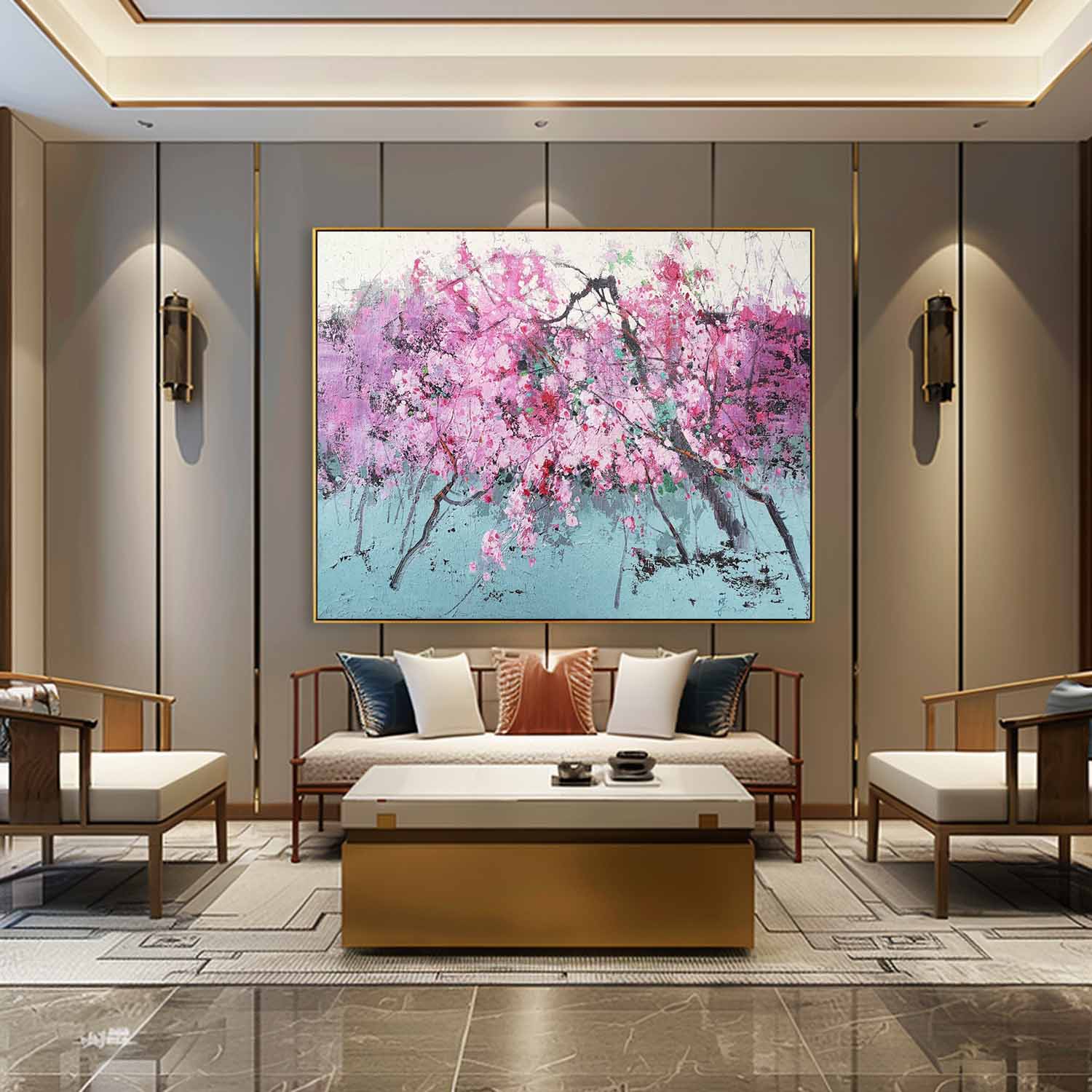 Hyperrealism Art Vibrant Cherry Blossom Tree Painting