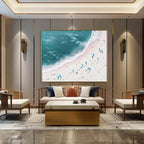 Beach Teal Ocean Wave Oil Painting