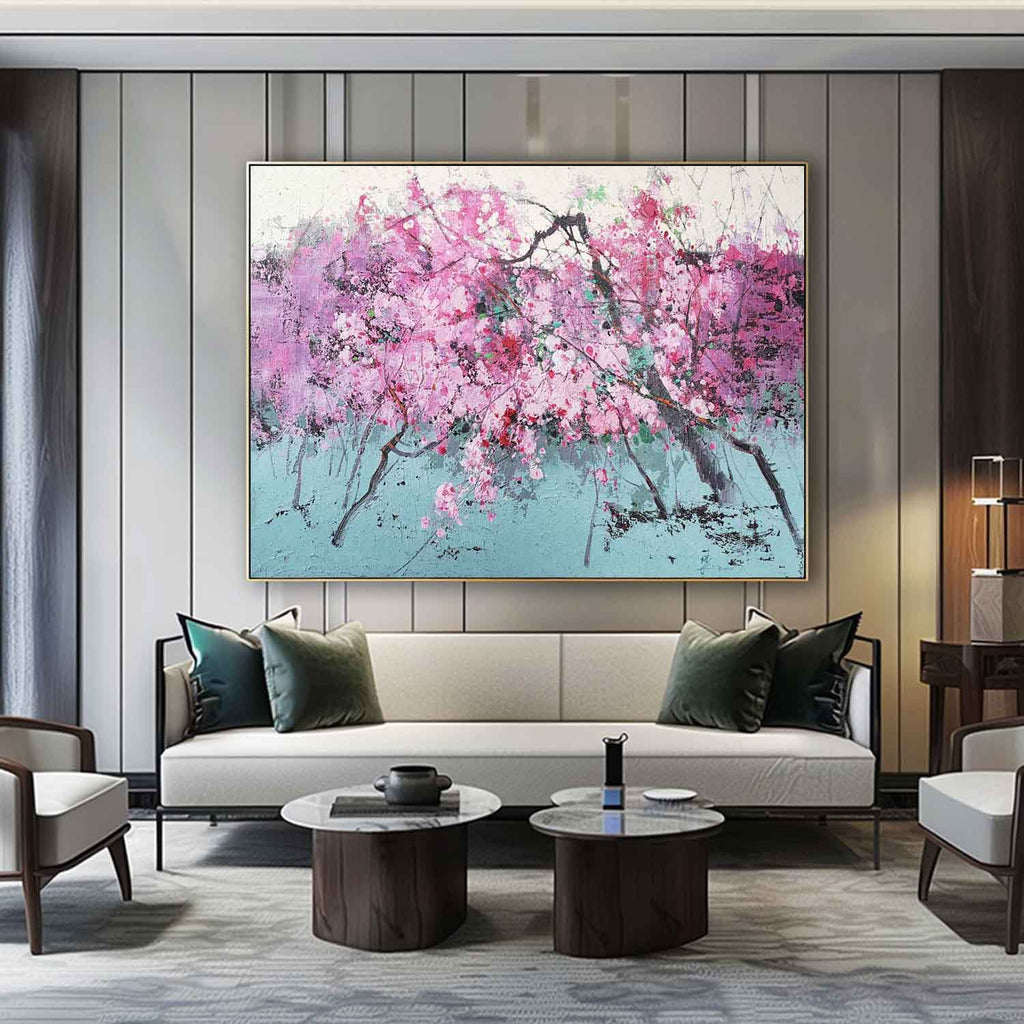 Hyperrealism Art Vibrant Cherry Blossom Tree Painting
