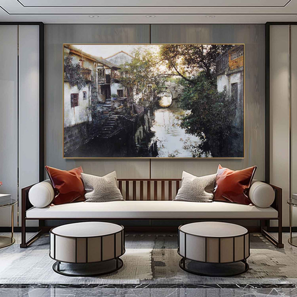 Impressionist Jiangnan Water Town Oil Painting